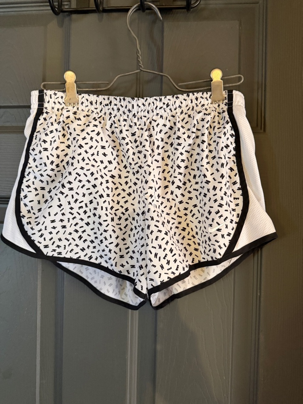 Nike White & Black Printed Women's Athletic Shorts